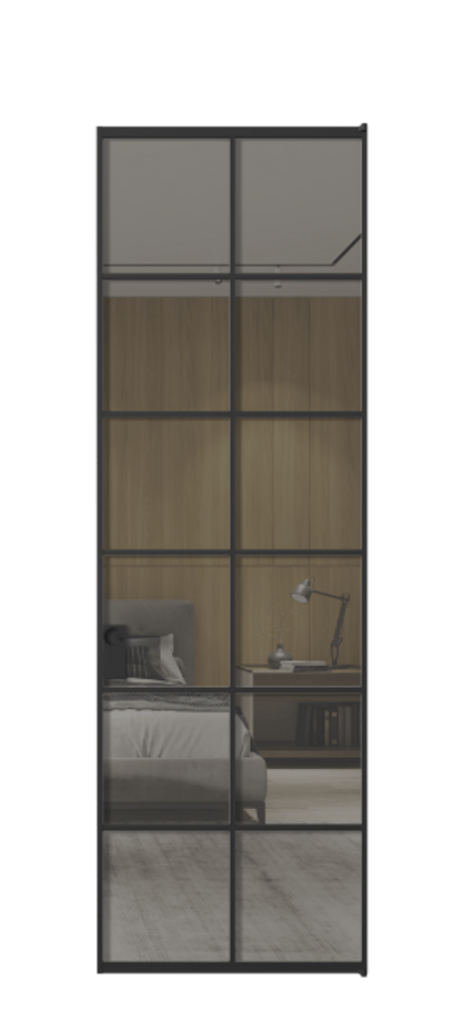 Алюминиевая дверь АЛПЛ040.05 Алюминий Черный Рефлективное серое стекло "Stopsol", калёное, 6 мм Цена 129810  | Volhovec