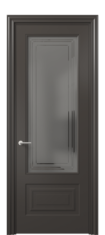 Межкомнатная дверь Mascot 8442 Матовый антрацит Сатинированное серое стекло с гравировкой "Грани", триплекс Цена 82499 ₽ | Volhovec