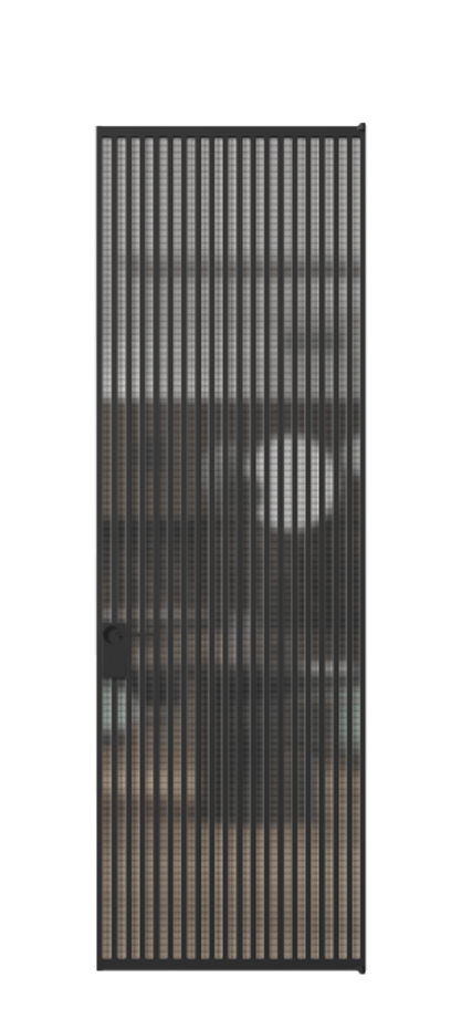 Алюминиевая дверь АЛПЛ040.06 Алюминий Черный Декоративное стекло с сеткой "Mesh silver", триплекс, 6 мм Цена 176332  | Volhovec