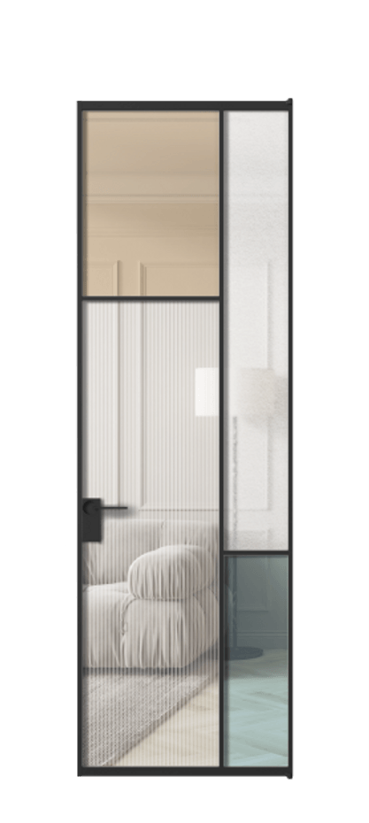 Межкомнатная дверь Mosaic АЛПЛ041.10 Алюминий Черный Комбинация стекол Группы 1 и Группы 3 Цена 123372 ₽ | Volhovec