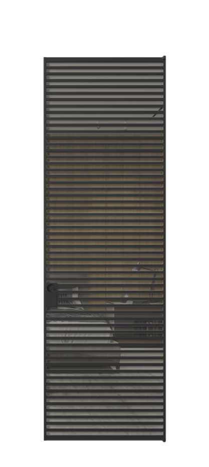 Алюминиевая дверь АЛПЛ040.07 Алюминий Черный Рефлективное серое стекло "Stopsol", калёное, 6 мм Цена 176332  | Volhovec