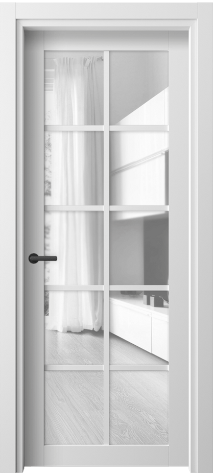Межкомнатная дверь Neo 2106 Белый шёлк Прозрачное стекло, триплекс, 6 мм Цена 29119 ₽ | Volhovec