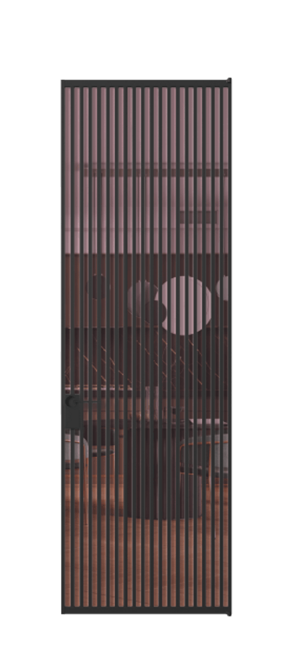 Алюминиевая дверь АЛПЛ040.06 Алюминий Черный Прозрачное розовое стекло, триплекс, 6мм Цена 169932  | Volhovec