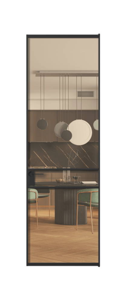 Алюминиевая дверь АЛПЛ040.02 Алюминий Черный Прозрачное оранжевое стекло, триплекс, 6мм Цена 107452  | Volhovec