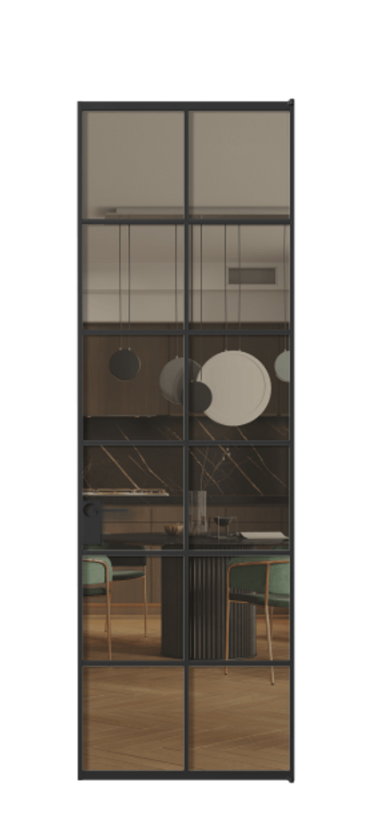 Алюминиевая дверь АЛПЛ040.05 Алюминий Черный Прозрачное бронзовое стекло, триплекс, 6 мм Цена 111612  | Volhovec