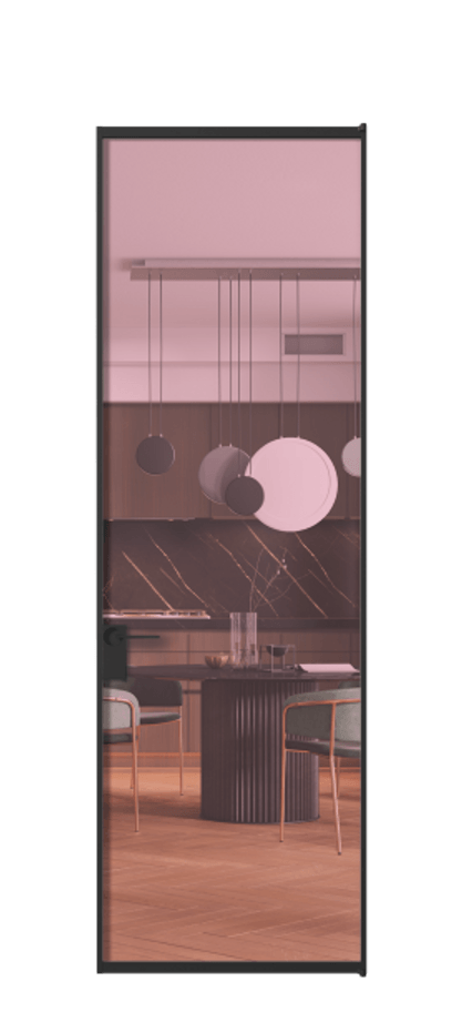 Алюминиевая дверь АЛПЛ040.01 Алюминий Черный Прозрачное розовое стекло, триплекс, 6мм Цена 103132  | Volhovec