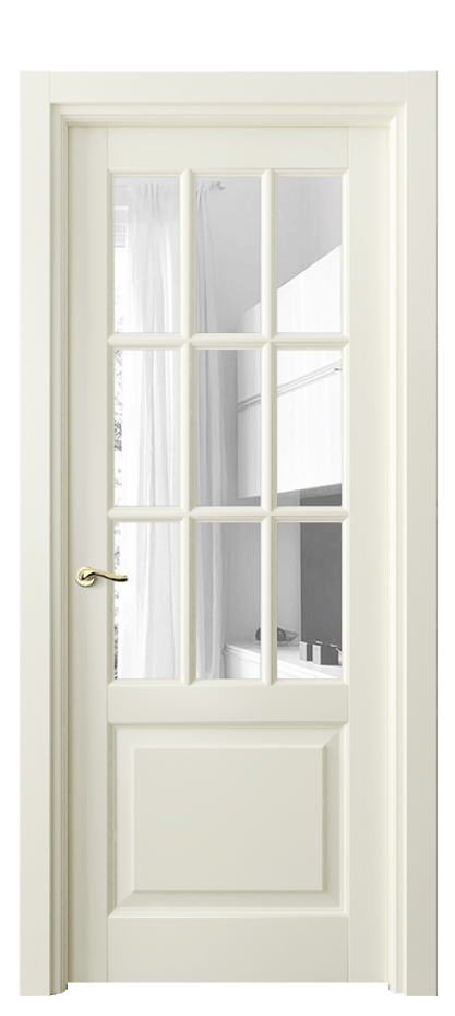 Межкомнатная дверь Lignum 0748 Бук молочно-белый Прозрачное стекло, 4 мм Цена 88639 ₽ | Volhovec