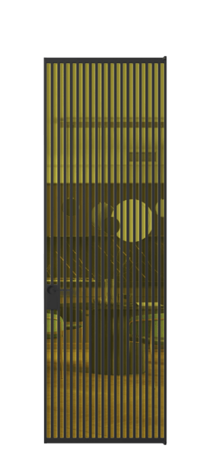 Алюминиевая дверь АЛПЛ040.06 Алюминий Черный Прозрачное жёлтое стекло, триплекс, 6мм Цена 169932  | Volhovec