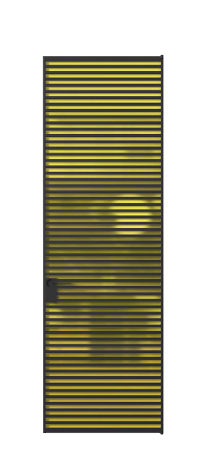 Алюминиевая дверь АЛПЛ040.07 Алюминий Черный Сатинированное жёлтое стекло, триплекс, 6мм Цена 169932  | Volhovec