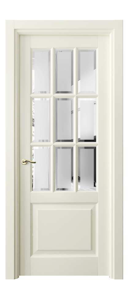 Межкомнатная дверь Lignum 0748 Бук молочно-белый Сатинированное стекло с фацетом, 6 мм Цена 92639 ₽ | Volhovec