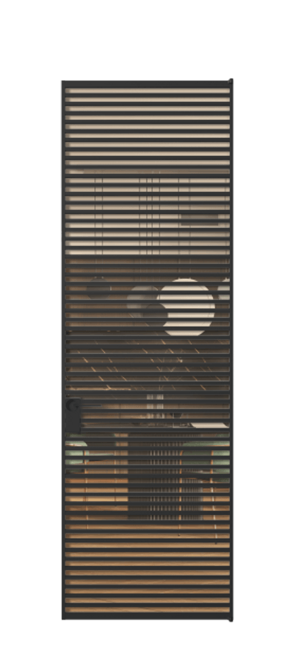 Алюминиевая дверь АЛПЛ040.07 Алюминий Черный Прозрачное оранжевое стекло, триплекс, 6мм Цена 169932  | Volhovec