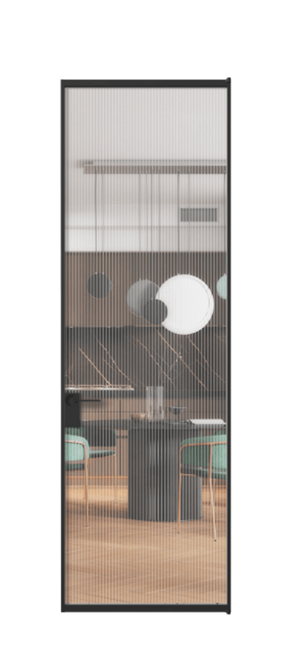 Алюминиевая дверь АЛПЛ040.01 Алюминий Черный Рифлёное стекло "Moru", триплекс, 8 мм Цена 109532  | Volhovec