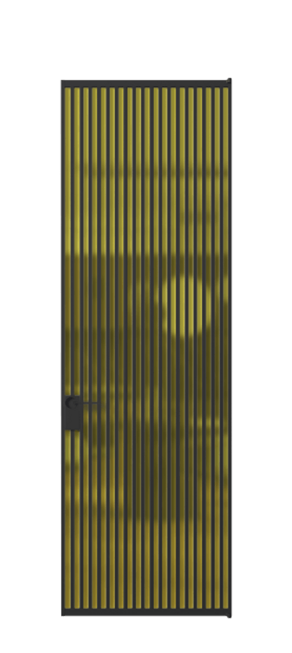 Алюминиевая дверь АЛПЛ040.06 Алюминий Черный Сатинированное жёлтое стекло, триплекс, 6мм Цена 169932  | Volhovec