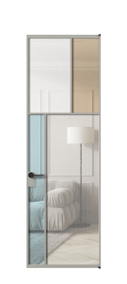 Межкомнатная дверь Mosaic АЛПЛ041.22 Алюминий нейтральный серый Комбинация стекол Группы 1 и Группы 3 Цена 171870 ₽ | Volhovec