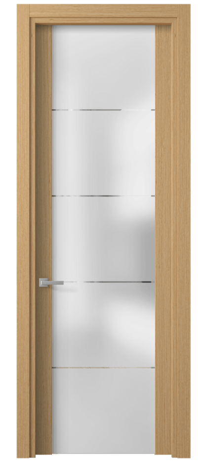 Межкомнатная дверь Planum 4114 Дуб песочный рифт матовый Сатинированное стекло с гравировкой «КВАДРО», триплекс 8 мм Цена 79420 ₽ | Volhovec