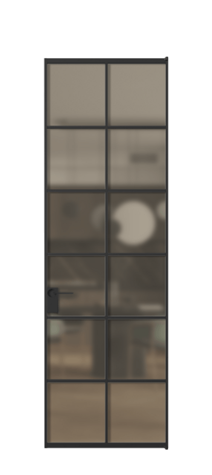 Алюминиевая дверь АЛПЛ040.05 Алюминий Черный Сатинированное бронзовое стекло, триплекс, 6 мм Цена 111612  | Volhovec