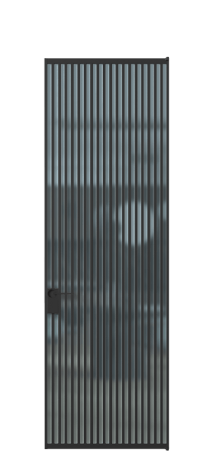 Алюминиевая дверь АЛПЛ040.06 Алюминий Черный Сатинированное голубое стекло, триплекс, 6мм Цена 169932  | Volhovec