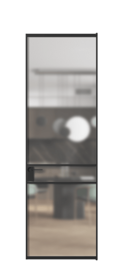 Алюминиевая дверь АЛПЛ040.02 Алюминий Черный Сатинированное стекло "Matelux Crystal Vision", калёное, 6 мм, матовое, каленое 6 мм Цена 113852  | Volhovec