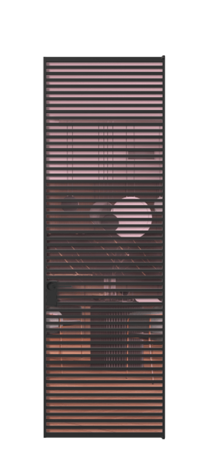 Алюминиевая дверь АЛПЛ040.07 Алюминий Черный Прозрачное розовое стекло, триплекс, 6мм Цена 169932  | Volhovec