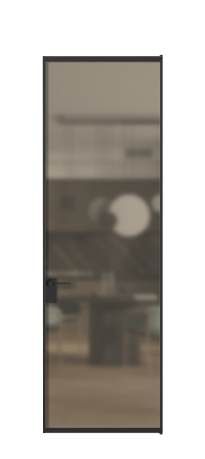 Алюминиевая дверь АЛПЛ040.01 Алюминий Черный Сатинированное бронзовое стекло, триплекс, 6 мм Цена 103132  | Volhovec