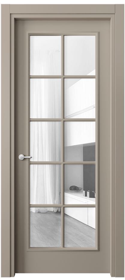 Межкомнатная дверь Paris 8102 Матовый бисквитный Прозрачное стекло, 4 мм Цена 57919 ₽| Volhovec