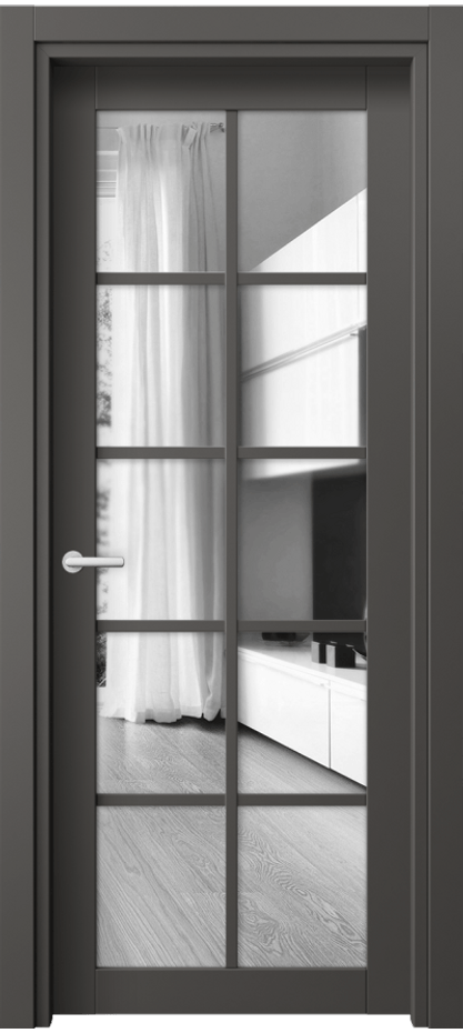 Межкомнатная дверь Neo 2106 ПЭТ графитовый Двустороннее зеркало, триплекс, 6 мм Цена 28559 ₽ | Volhovec