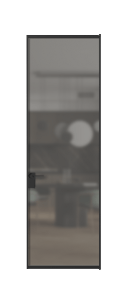 Алюминиевая дверь АЛПЛ040.01 Алюминий Черный Сатинированное серое стекло, триплекс, 6 мм Цена 103132  | Volhovec