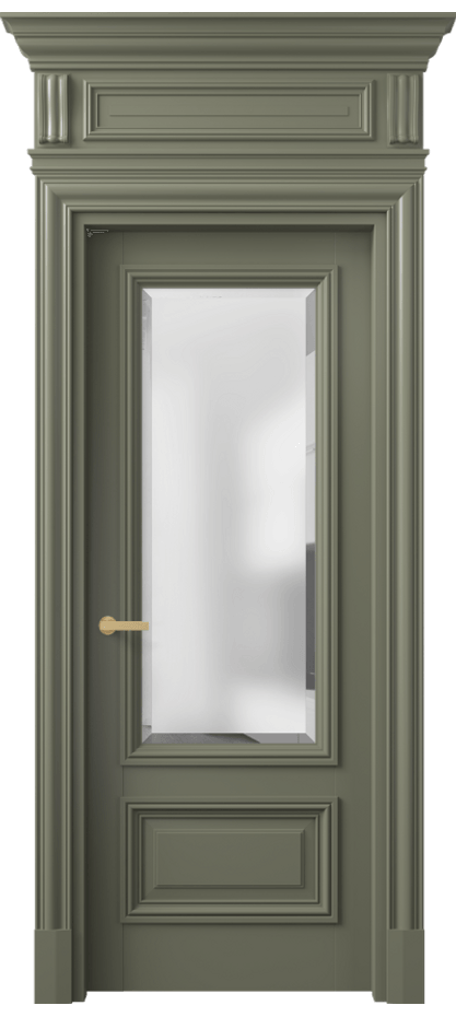 Межкомнатная дверь Antique 7306 Бук оливковый тёмный Сатинированное стекло с фацетом, 6 мм Цена 124183 ₽ | Volhovec