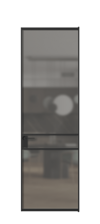 Алюминиевая дверь АЛПЛ040.02 Алюминий Черный Сатинированное серое стекло, триплекс, 6 мм Цена 107452  | Volhovec