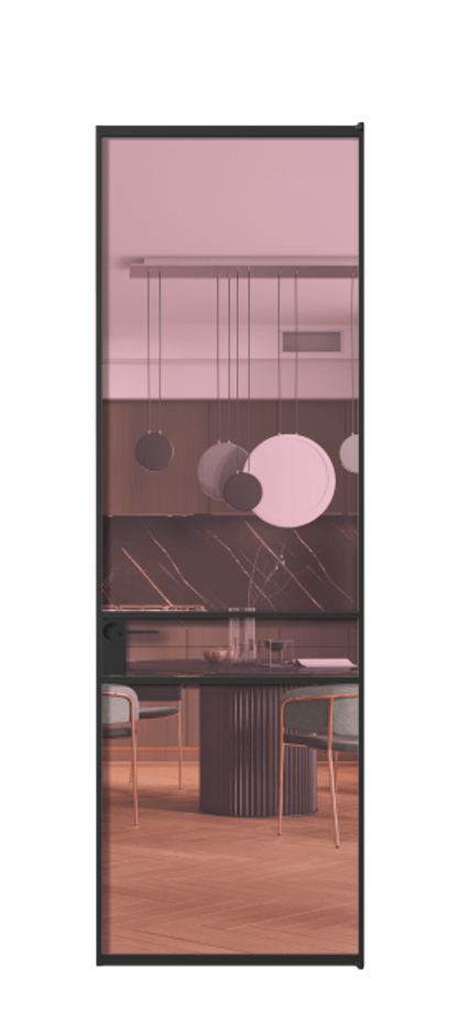 Алюминиевая дверь АЛПЛ040.02 Алюминий Черный Прозрачное розовое стекло, триплекс, 6мм Цена 107452  | Volhovec