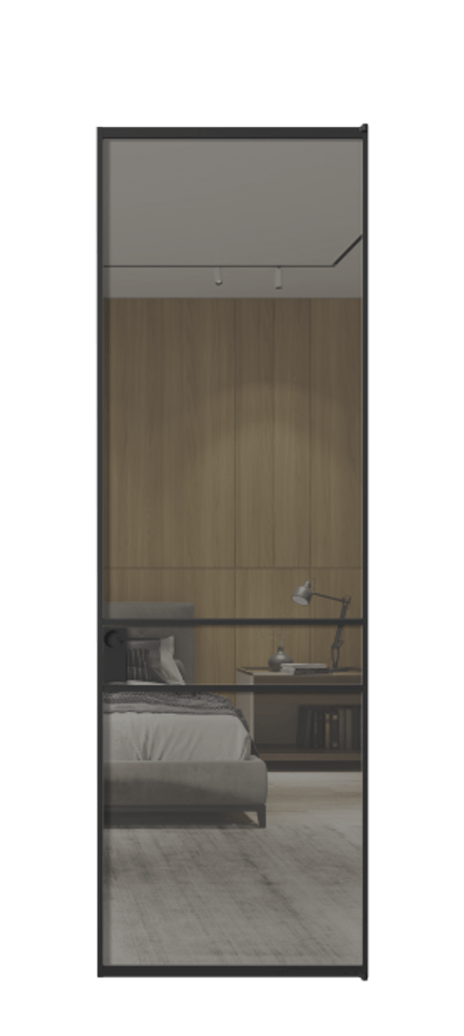 Алюминиевая дверь АЛПЛ040.02 Алюминий Черный Рефлективное серое стекло "Stopsol", калёное, 6 мм Цена 113852  | Volhovec