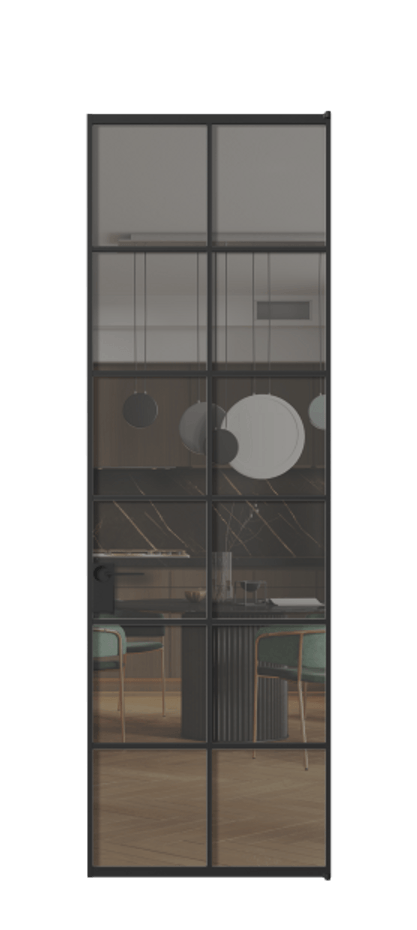 Алюминиевая дверь АЛПЛ040.05 Алюминий Черный Прозрачное серое стекло, триплекс, 6 мм Цена 122770  | Volhovec