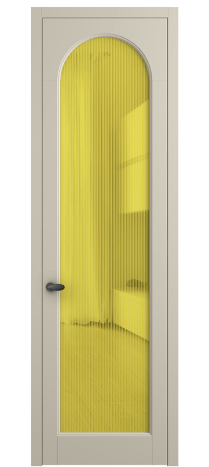 Межкомнатная дверь Palazzo 6804 Матовый бежево-серый Рифлёное жёлтое стекло "Moru", триплекс, 8 мм Цена 99169 ₽ | Volhovec