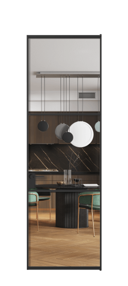 Алюминиевая дверь АЛПЛ040.03 Алюминий Черный Прозрачное стекло "Crystal Vision", калёное, 6 мм Цена 23111960  | Volhovec