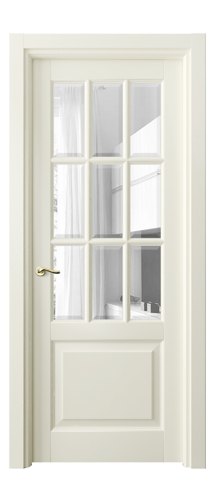 Межкомнатная дверь Lignum 0748 Бук молочно-белый Прозрачное стекло с фацетом, 6 мм Цена 92639 ₽ | Volhovec