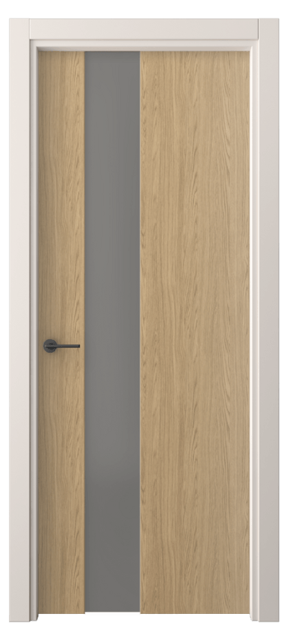 Межкомнатная дверь Freedom 4224 Жемчужный дуб Сатинированное серое стекло, триплекс, 8 мм Цена 30639 ₽ | Volhovec