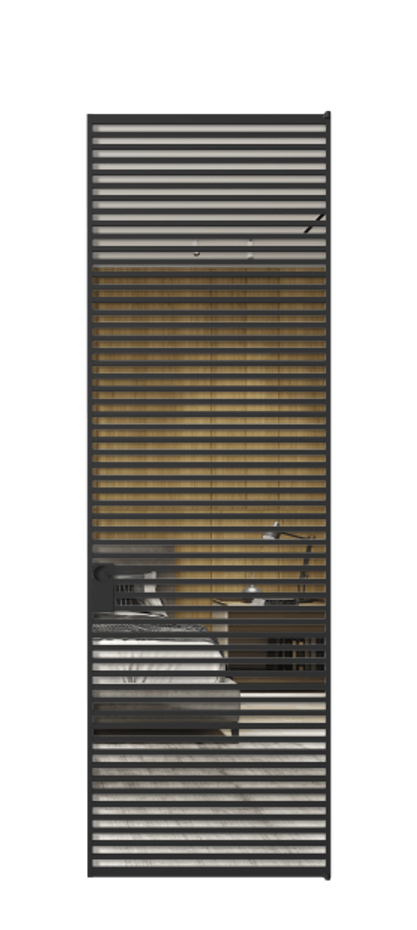 Алюминиевая дверь АЛПЛ040.07 Алюминий Черный Двустороннее зеркало, триплекс 6 мм, триплекс 6 мм Цена 169932  | Volhovec