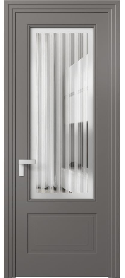 Межкомнатная дверь Rocca 8342 Матовый классический серый Сатинированное с гравировкой "Каннелюры", триплекс, 7 мм Цена 69519 ₽ | Volhovec