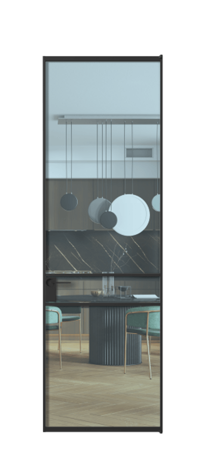 Алюминиевая дверь АЛПЛ040.02 Алюминий Черный Прозрачное голубое стекло, триплекс, 6мм Цена 107452  | Volhovec