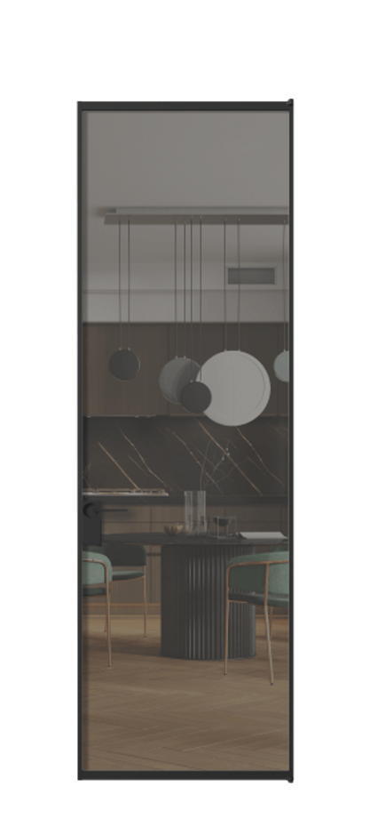 Алюминиевая дверь АЛПЛ040.01 Алюминий Черный Прозрачное серое стекло, триплекс, 6 мм Цена 103132  | Volhovec