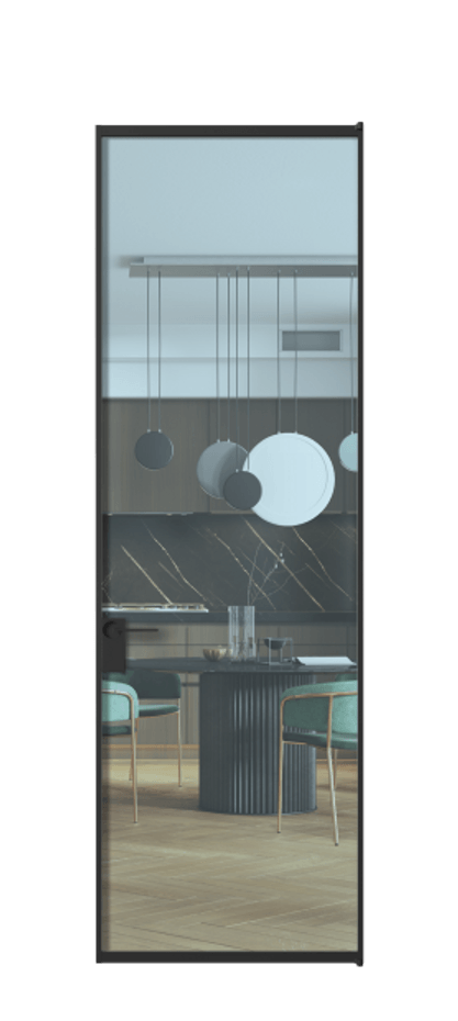 Алюминиевая дверь АЛПЛ040.01 Алюминий Черный Прозрачное голубое стекло, триплекс, 6мм Цена 103132  | Volhovec