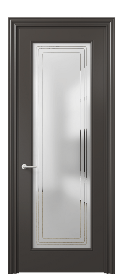 Межкомнатная дверь Mascot 8400 Матовый антрацит Сатинированное стекло с гравировкой "Грани", триплекс, 7 мм Цена 62079 ₽ | Volhovec
