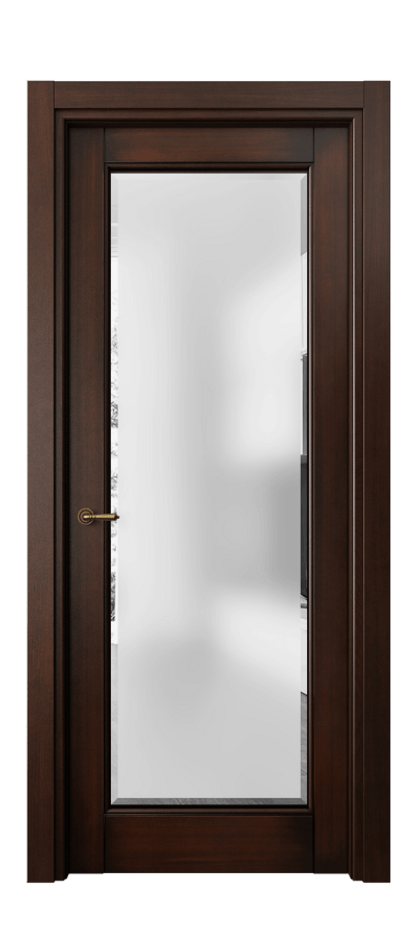 Межкомнатная дверь Toscana Rombo 6300 Бук тёмный с патиной Сатинированное стекло с фацетом, 6 мм Цена 84719 ₽ | Volhovec