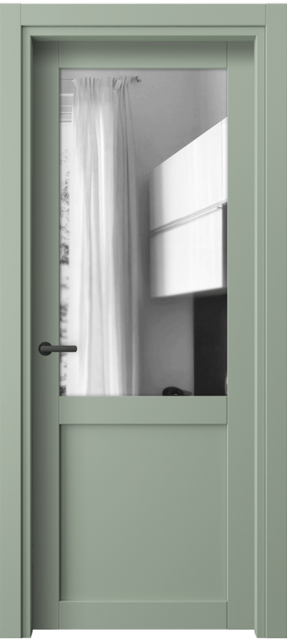 Межкомнатная дверь Neo// 2122 ПЭТ светло-оливковый Двустороннее зеркало, триплекс, 6 мм Цена 4969240 so'm | Volhovec