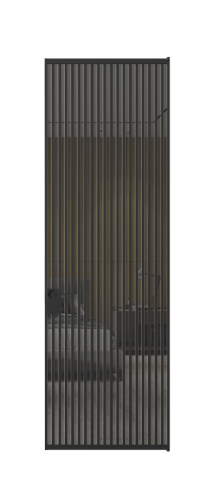 Алюминиевая дверь АЛПЛ040.06 Алюминий Черный Рефлективное серое стекло "Stopsol", калёное, 6 мм Цена 176332  | Volhovec