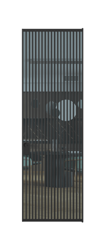 Алюминиевая дверь АЛПЛ040.06 Алюминий Черный Прозрачное голубое стекло, триплекс, 6мм Цена 169932  | Volhovec