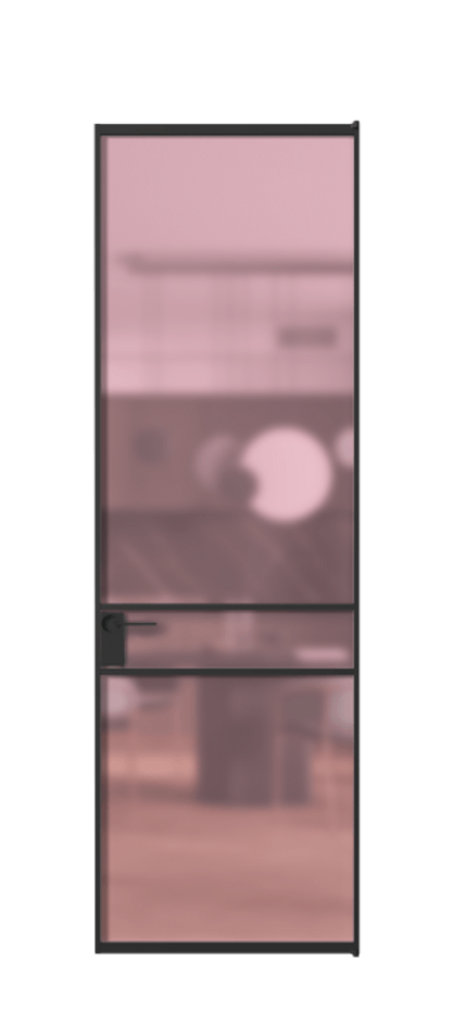 Алюминиевая дверь АЛПЛ040.02 Алюминий Черный Сатинированное розовое стекло, триплекс, 6мм Цена 107452  | Volhovec