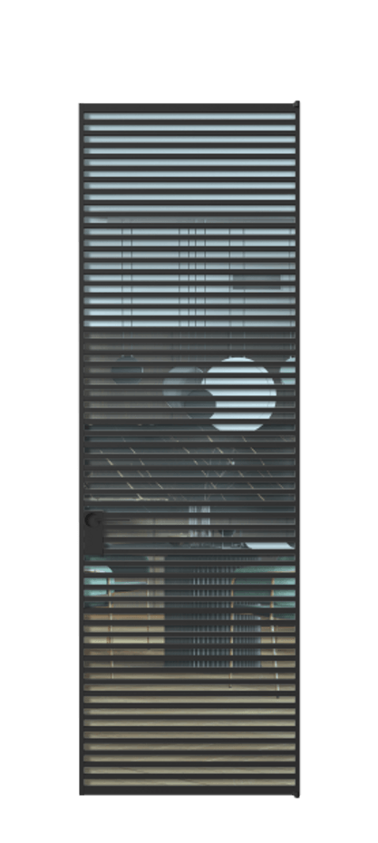 Алюминиевая дверь АЛПЛ040.07 Алюминий Черный Прозрачное голубое стекло, триплекс, 6мм Цена 169932  | Volhovec