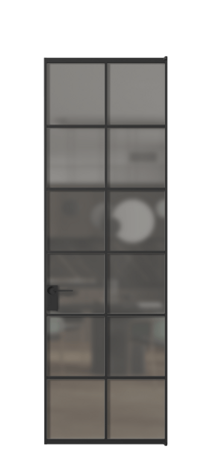 Алюминиевая дверь АЛПЛ040.05 Алюминий Черный Сатинированное серое стекло, триплекс, 6 мм Цена 111612  | Volhovec