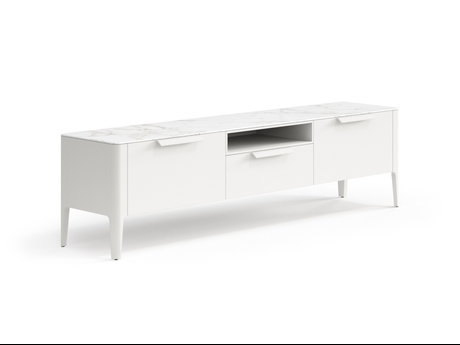 Мебель ТВ тумба Piega. Цвет Матовый тёплый серый. Материал Гладкая эмаль. Коллекция ТВ тумба Piega. Картинка.